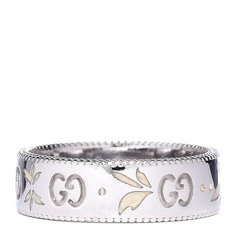 gucci icon blooms enamel ring|GUCCI 18K White Gold Enamel Icon Blooms Ring 51 5.75.